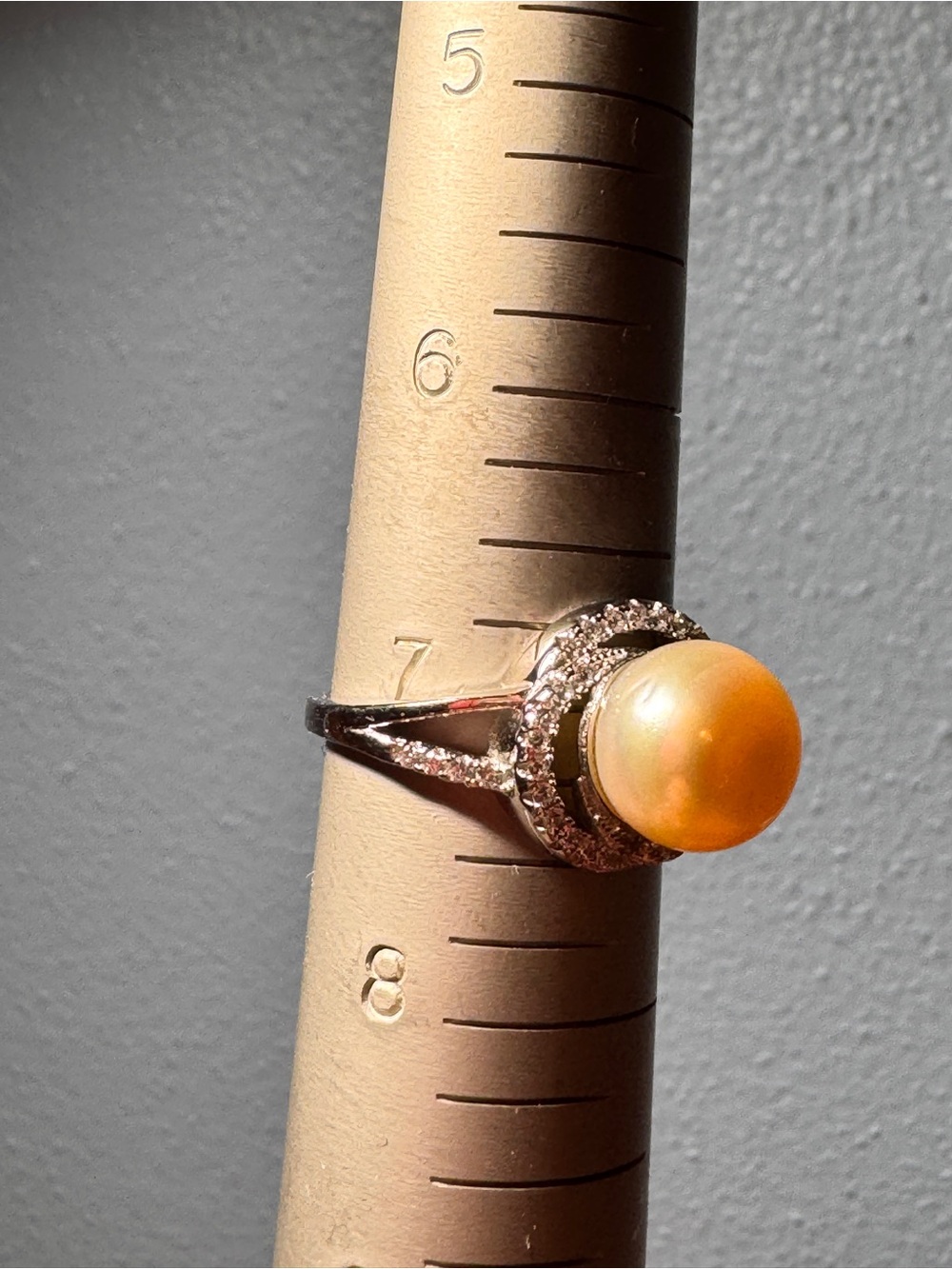 Sterling Silver Freshwater Pearl Halo Ring with Pavé Accents - Women Jewelry